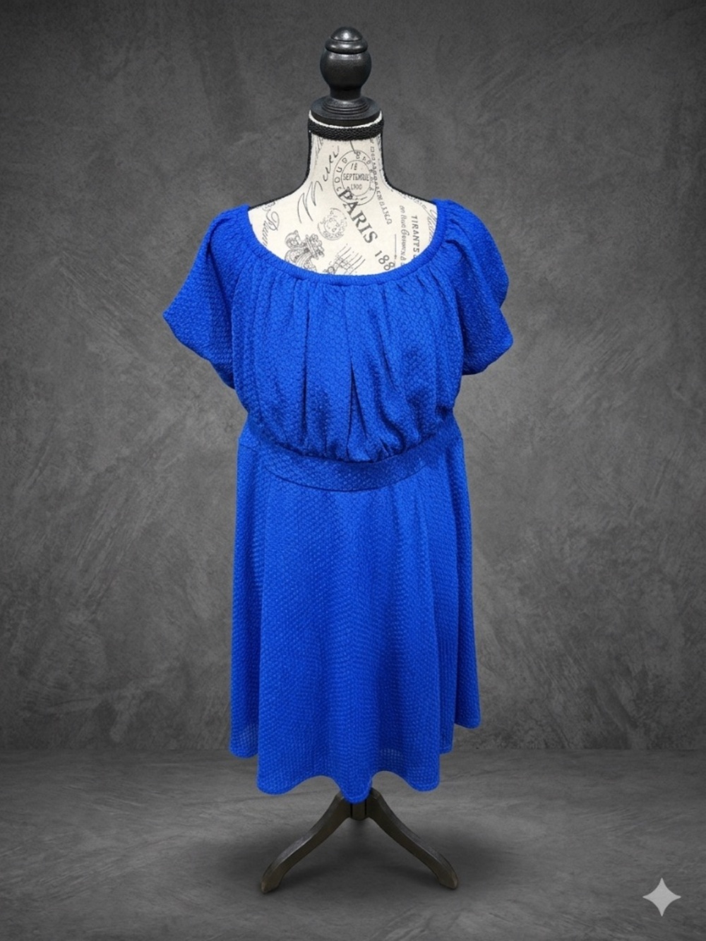 Torrid Royal Blue Textured Bubble Crepe Fit & Flare Mini Dress - Size 0 (L/XL)